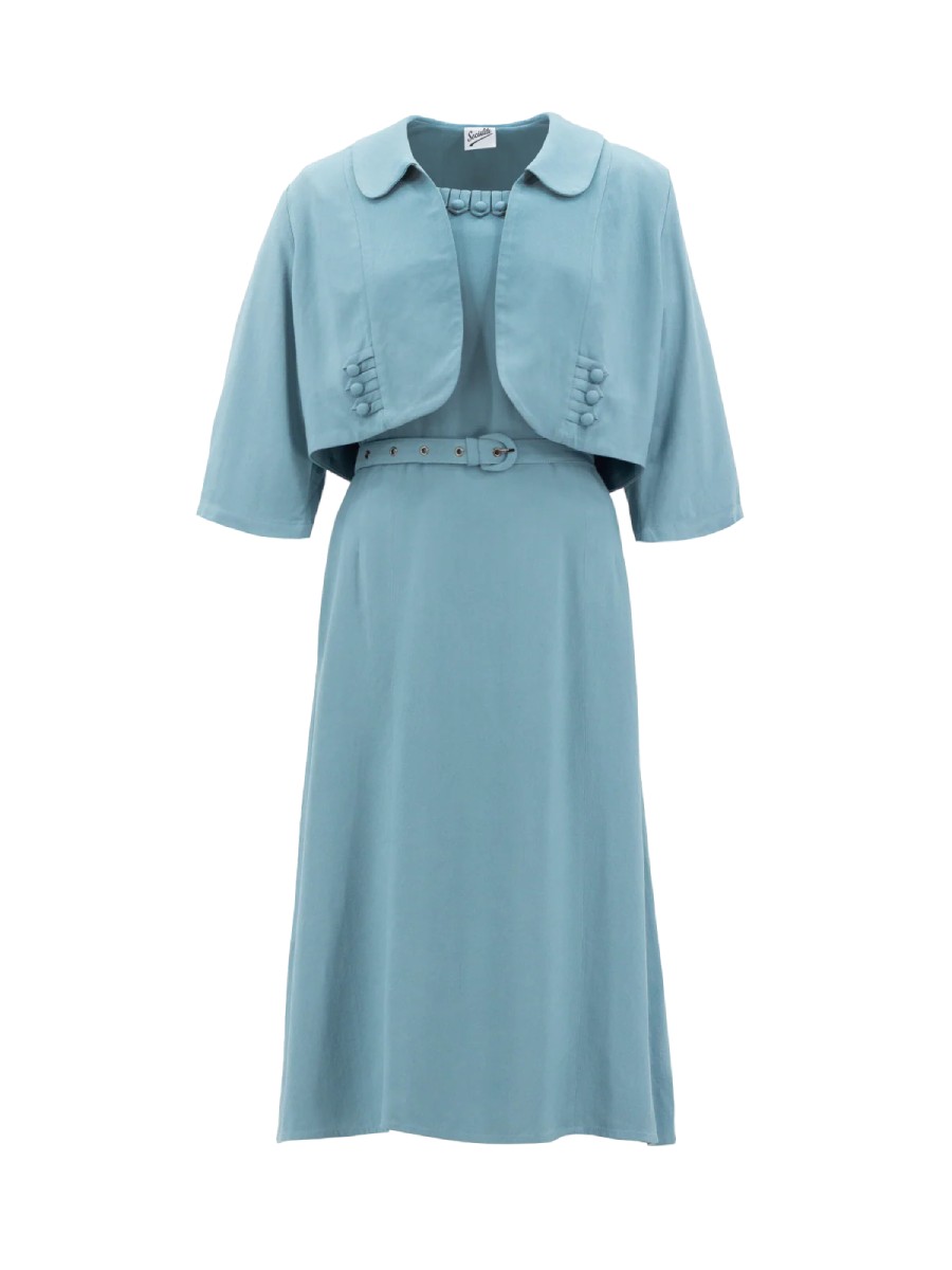 Revival Vintage Soiree Set Kleid mit Bolero Crystal Blue