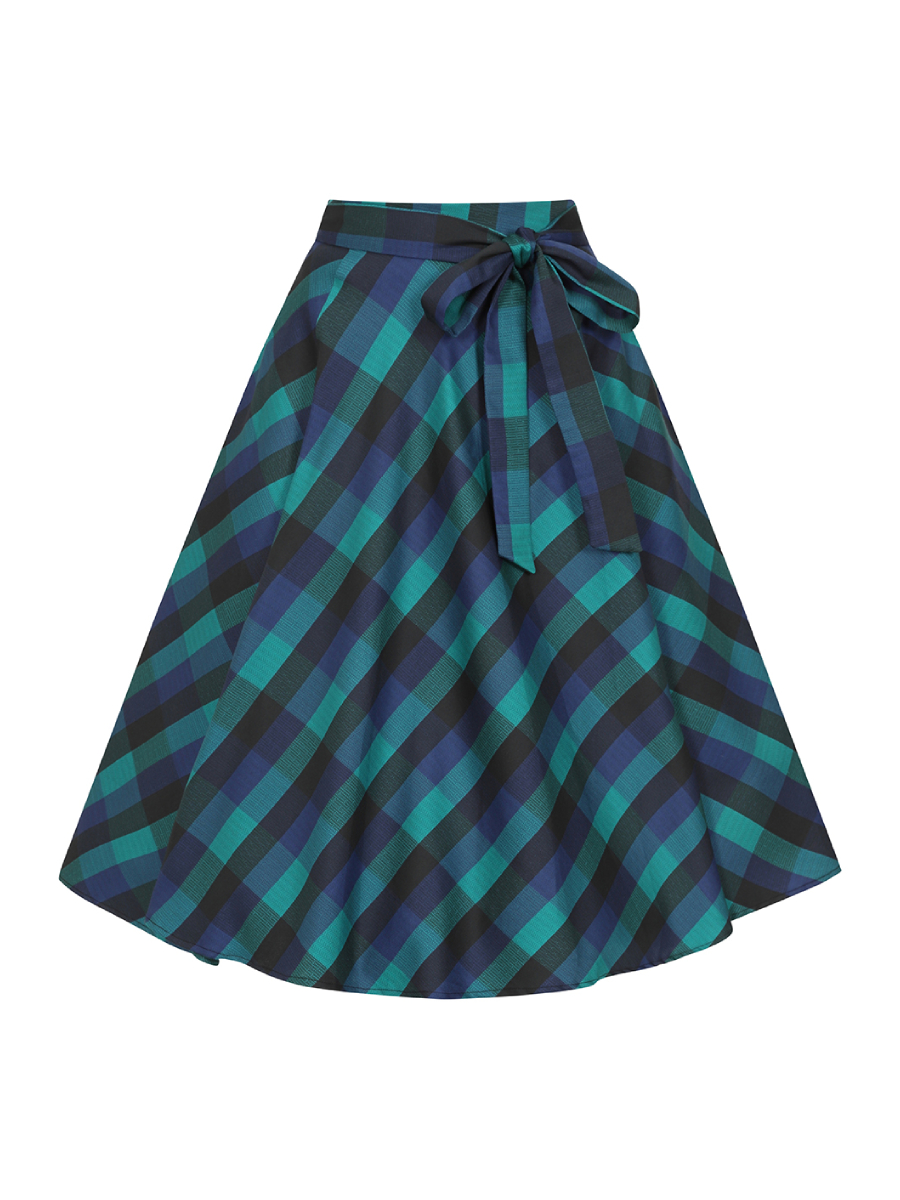 Hearts and Roses Rock Louisa Check Swing Skirt türkis