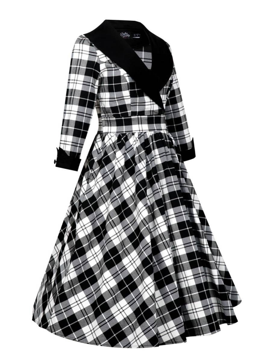 Dolly & Dotty Kleid Tiffany Black Tartan Coat Dress