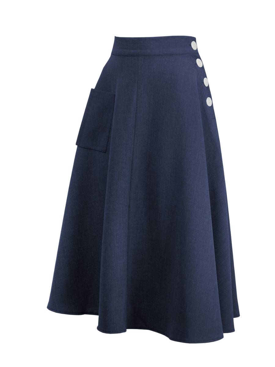 House of Foxy Rock 1940s Whirlaway Skirt Navy dunkelblau