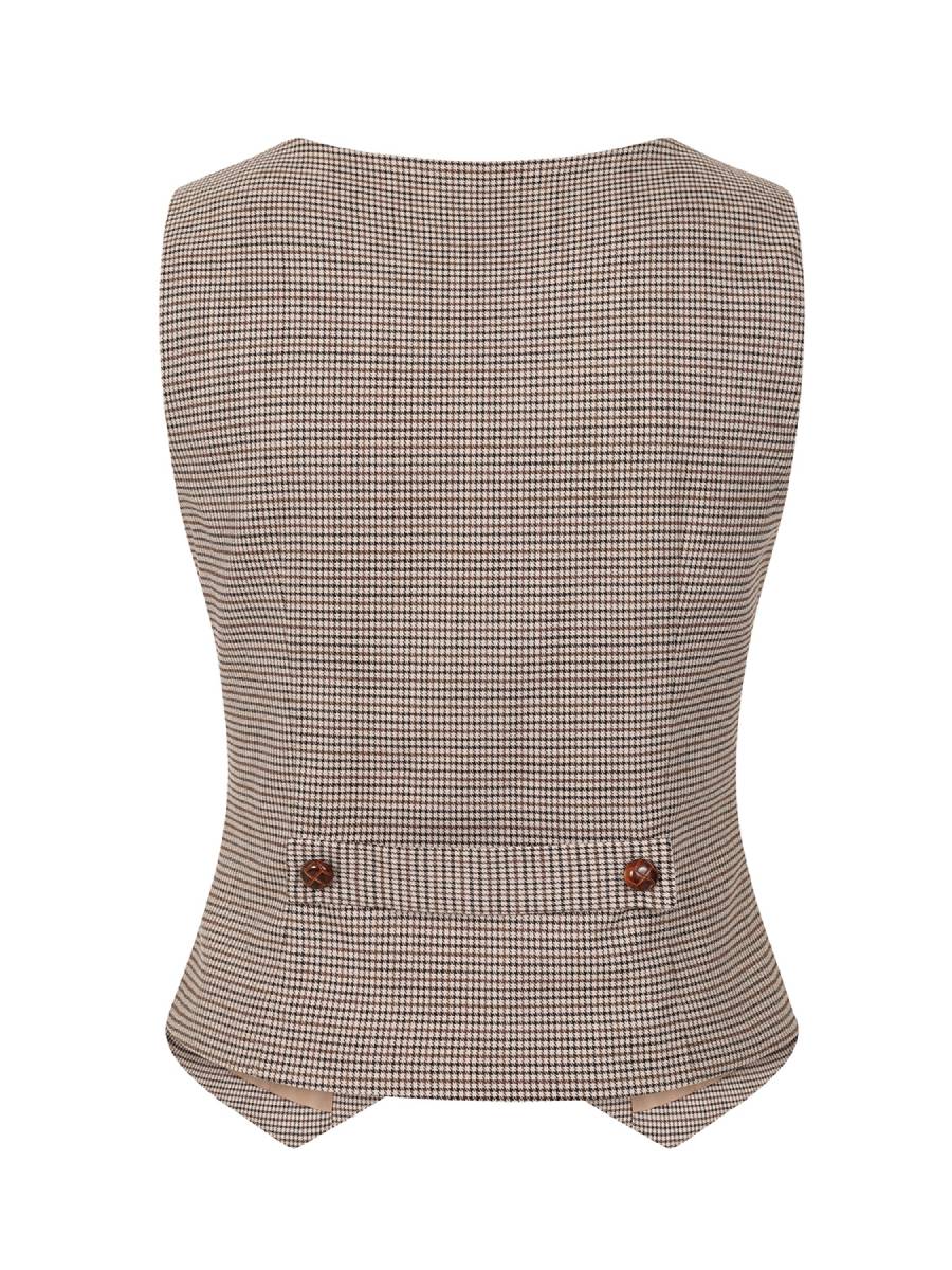 Banned Weste Hallie Houndstooth Waistcoat braun kariert