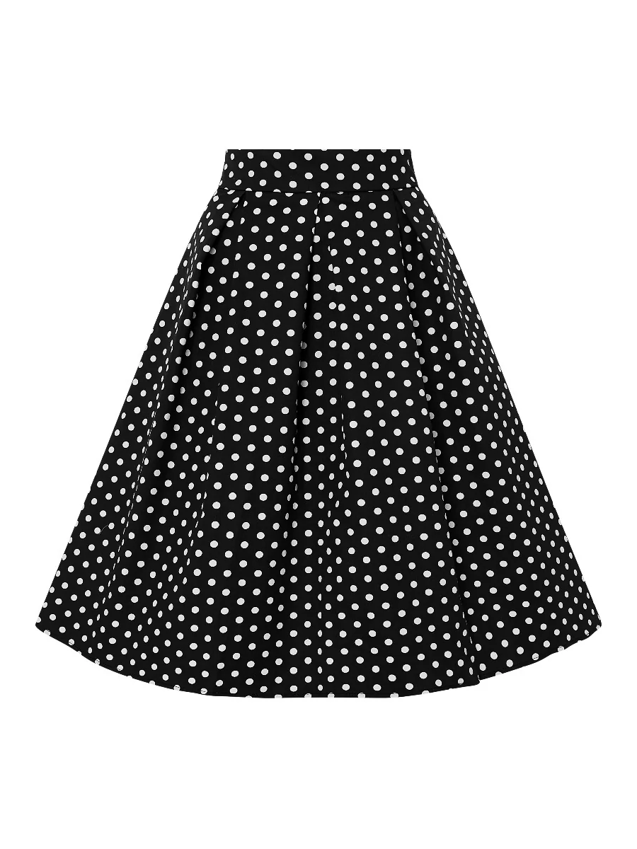 Dolly & Dotty Rochelle High Waist Polka Dot Skirt Black