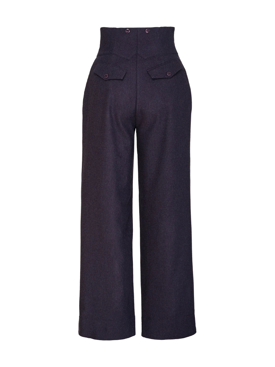 Emmy Miss Fancy Pants Slacks Maroon Midnight Wool Tweed
