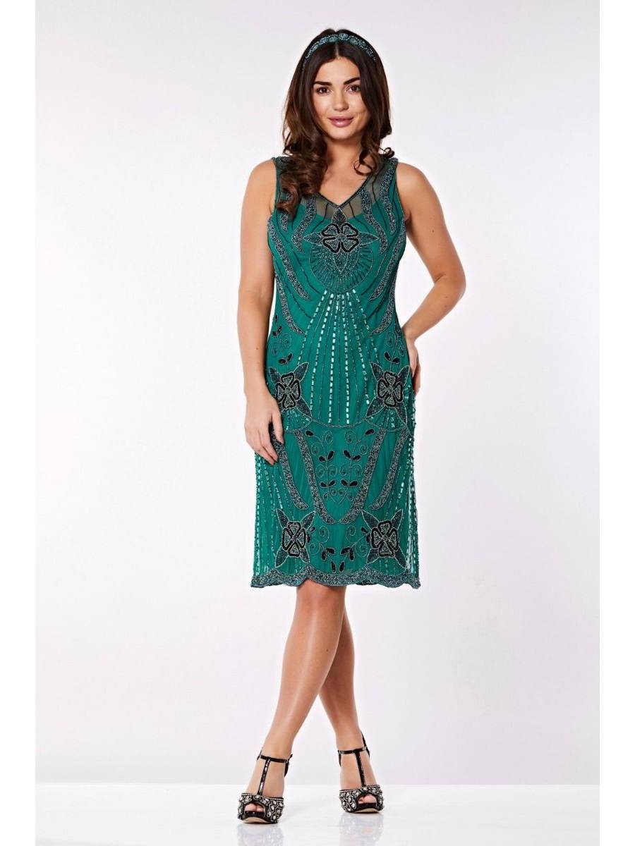 Gatsbylady 20er Jahre Kleid Diana Teal grün