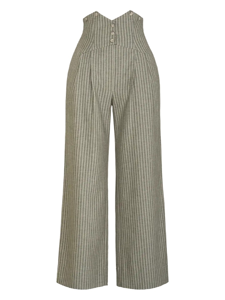 Emmy Hose Miss Fancy Pants Slacks Green Herringbone Stripe