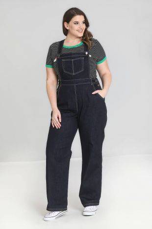 Hell Bunny Elly May Denim Dungarees Navy