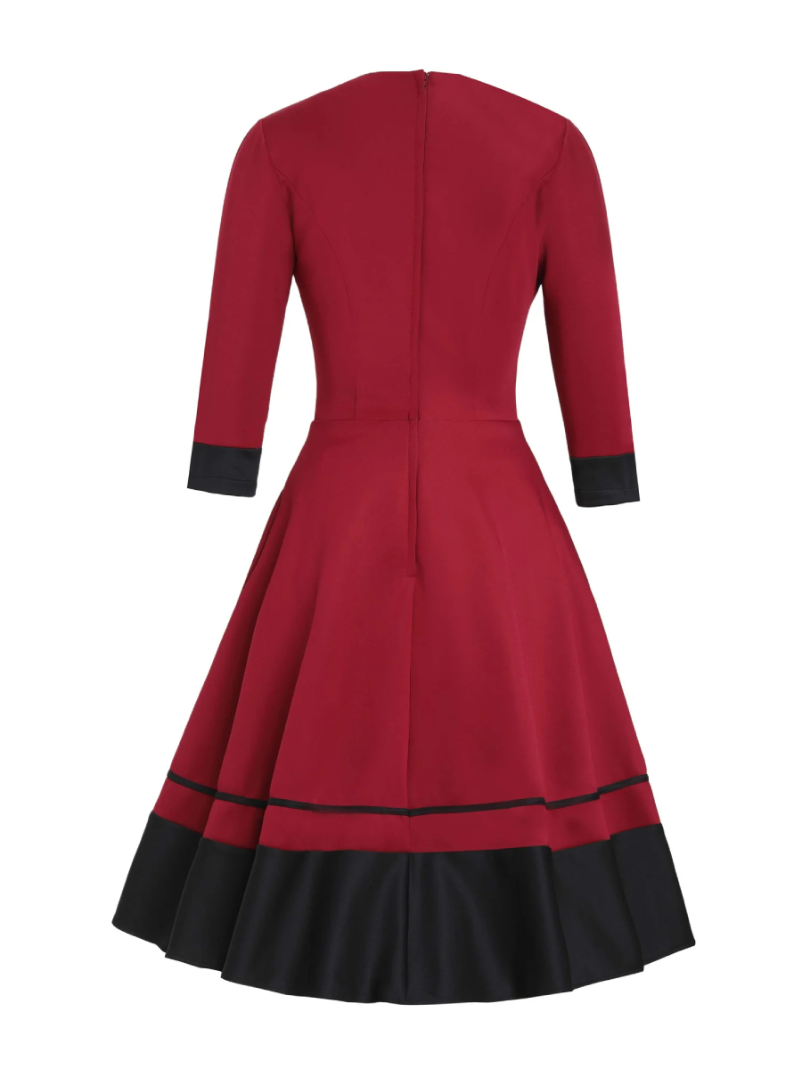 Dolly & Dotty Kleid Maria Swing Dress weinrot schwarz