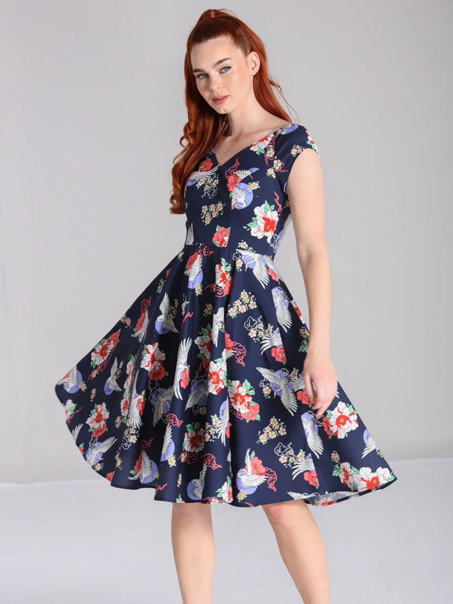 Hell Bunny Misa Midi Dress Navy Hell Bunny Misa Midi Dress Navy