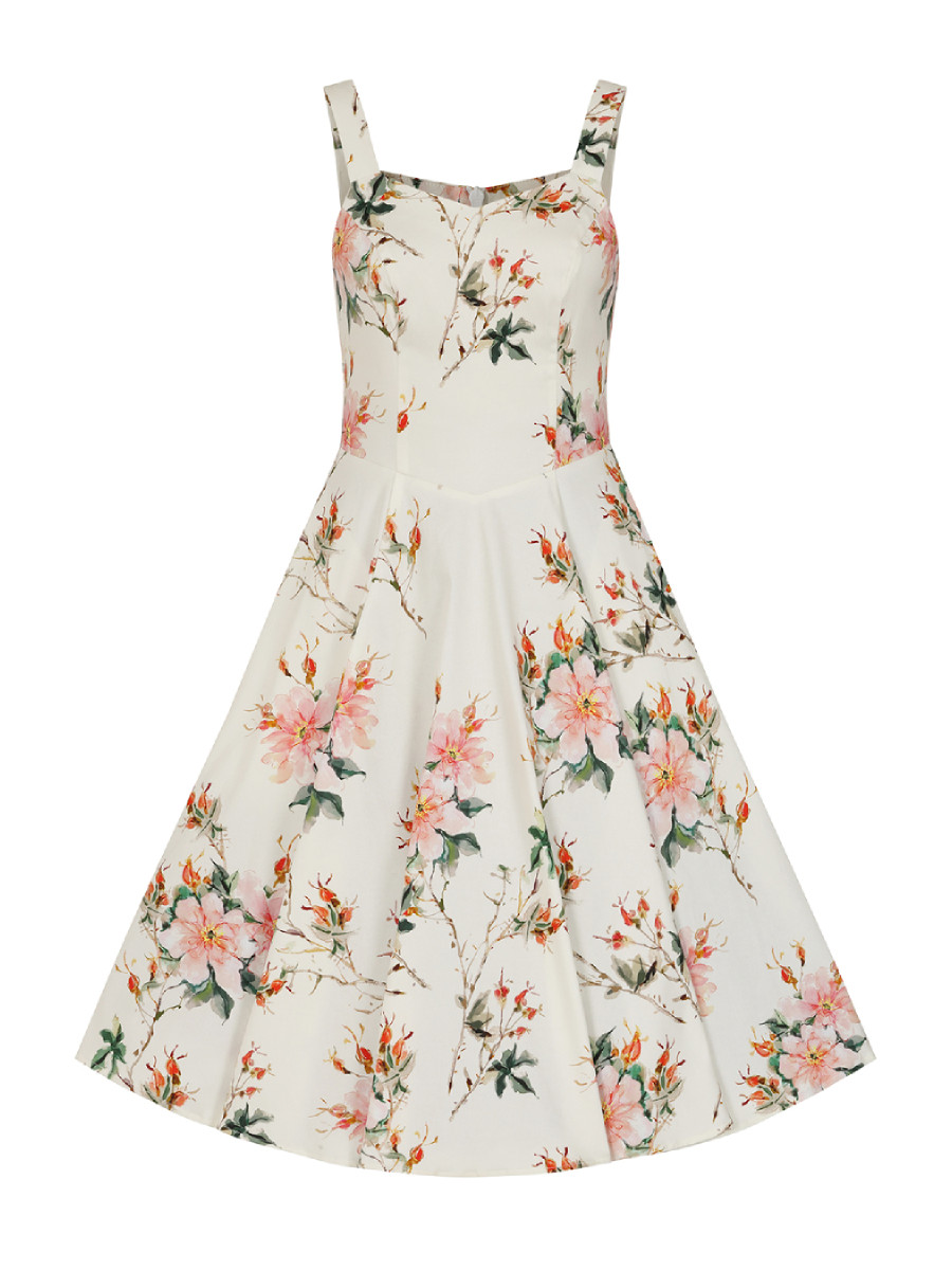 Hearts and Roses Kleid Spring Petal Swing Dress creme