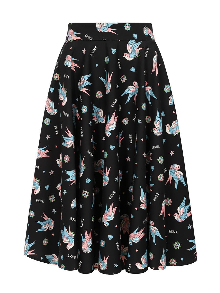 Banned Rock Marilou Swallows Swing Skirt Banned Rock Marilou Swallows Swing Skirt