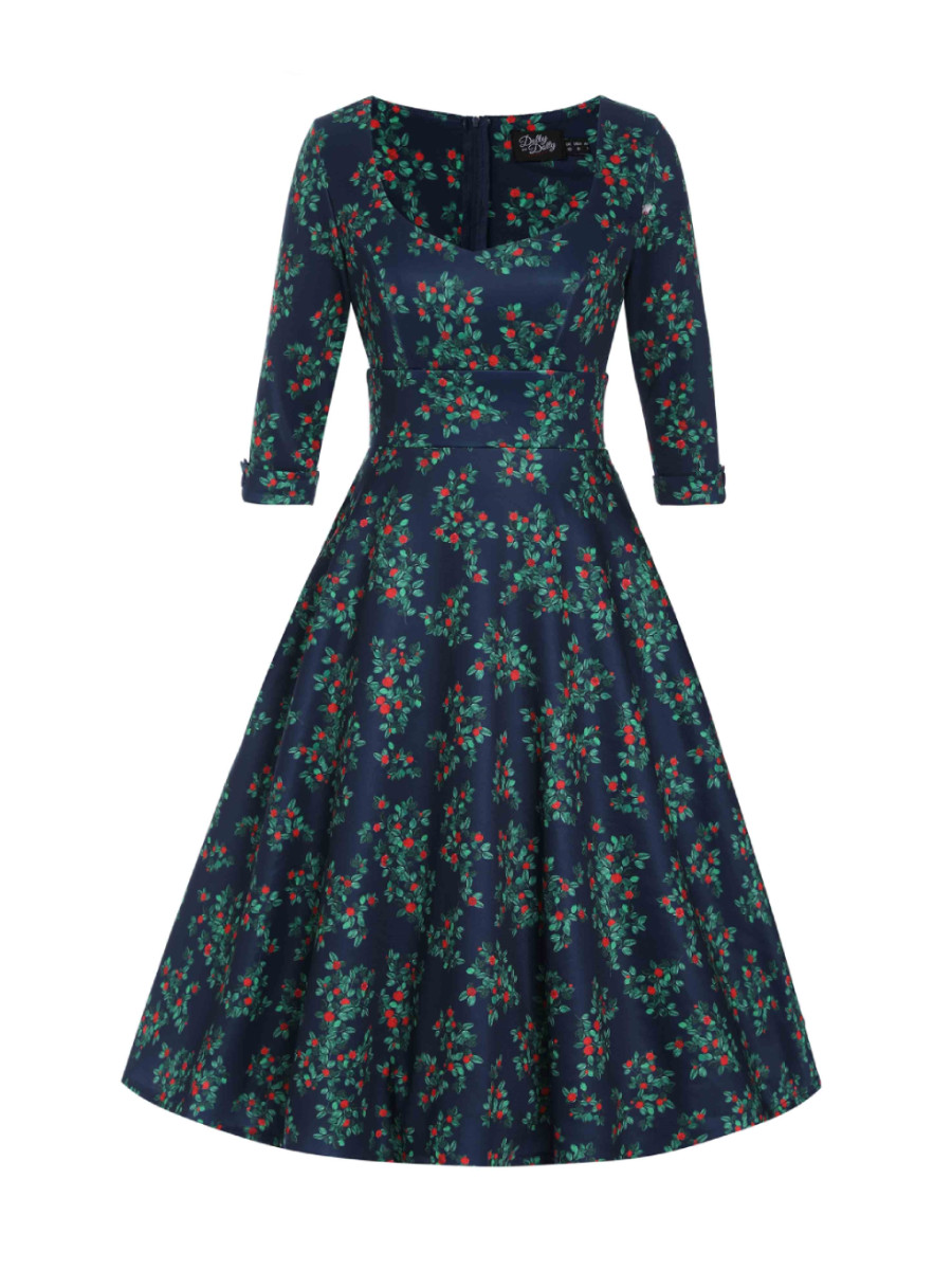 Dolly & Dotty Kleid Scarlette Navy Blue Rosebud dunkelblau