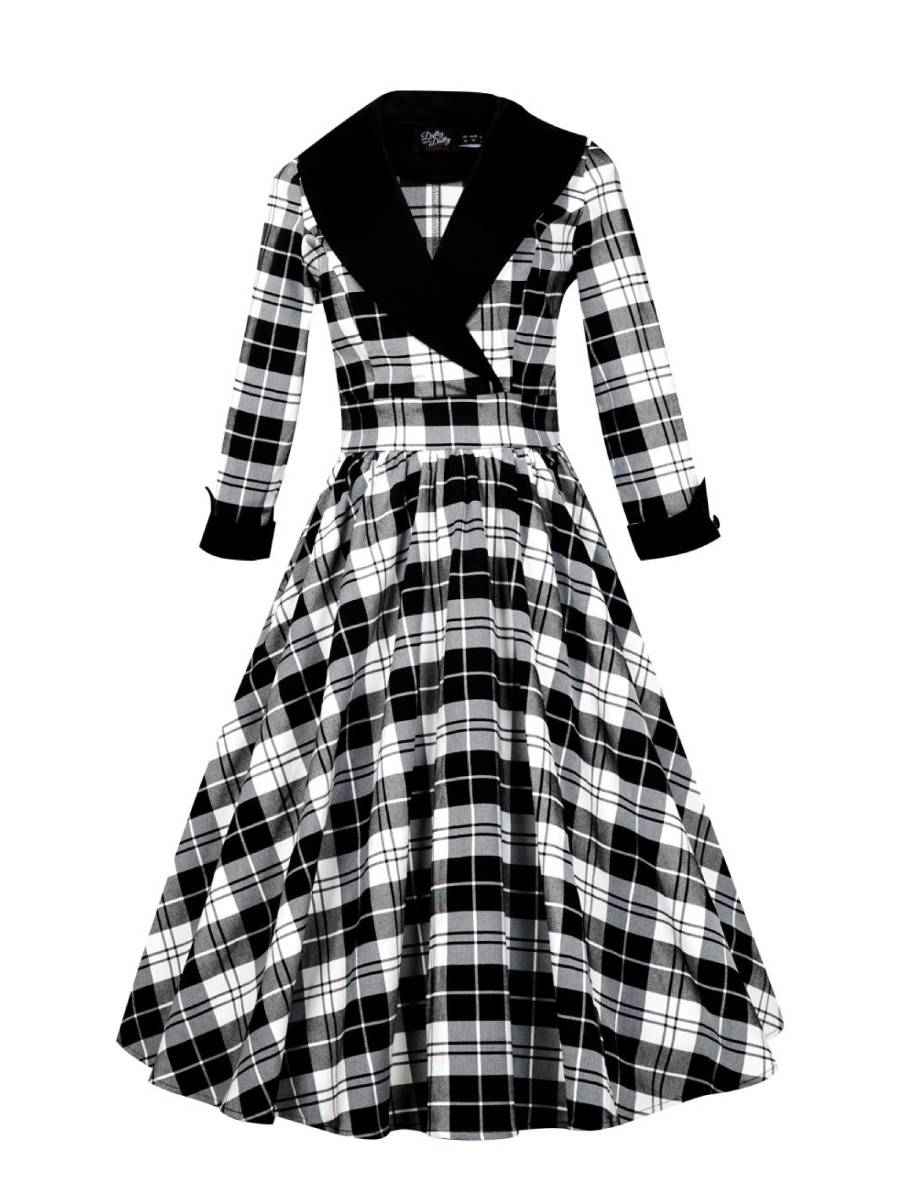 Dolly and Dotty Tiffany Black Tartan Coat Dress