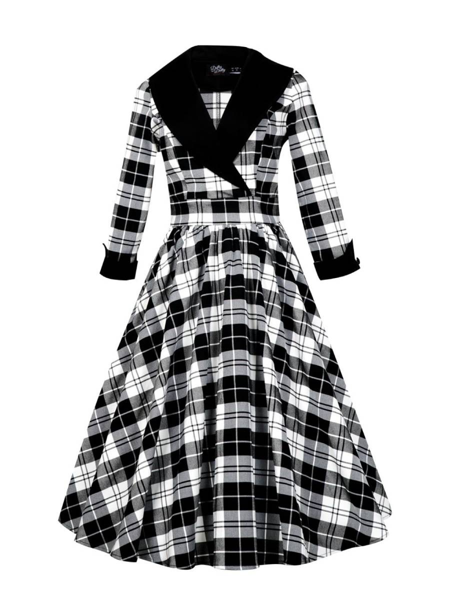 Dolly & Dotty Kleid Tiffany Black Tartan Coat Dress