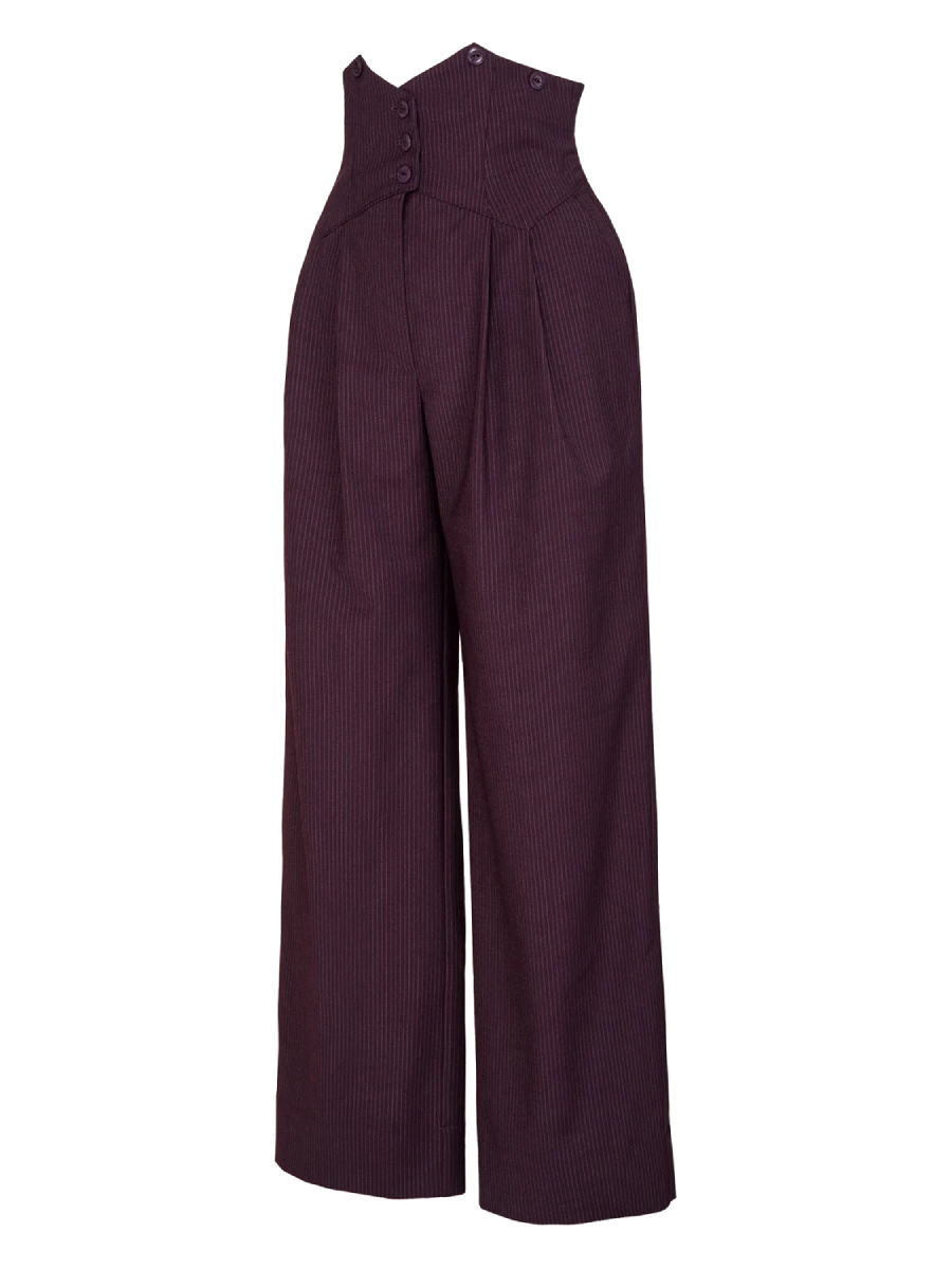 Emmy Miss Fancy Pants Slacks Plum Pinstripe