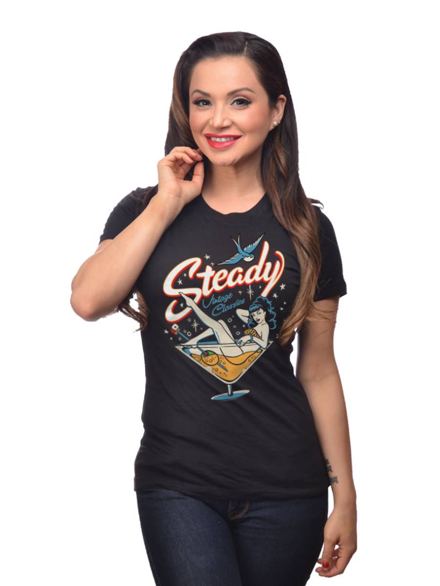 Steady Clothing Damen T-Shirt Martini Pinup