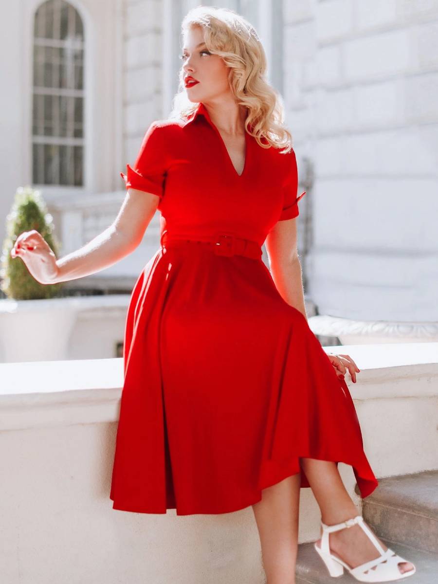 Zoe Vine Silver Swing Dress Red