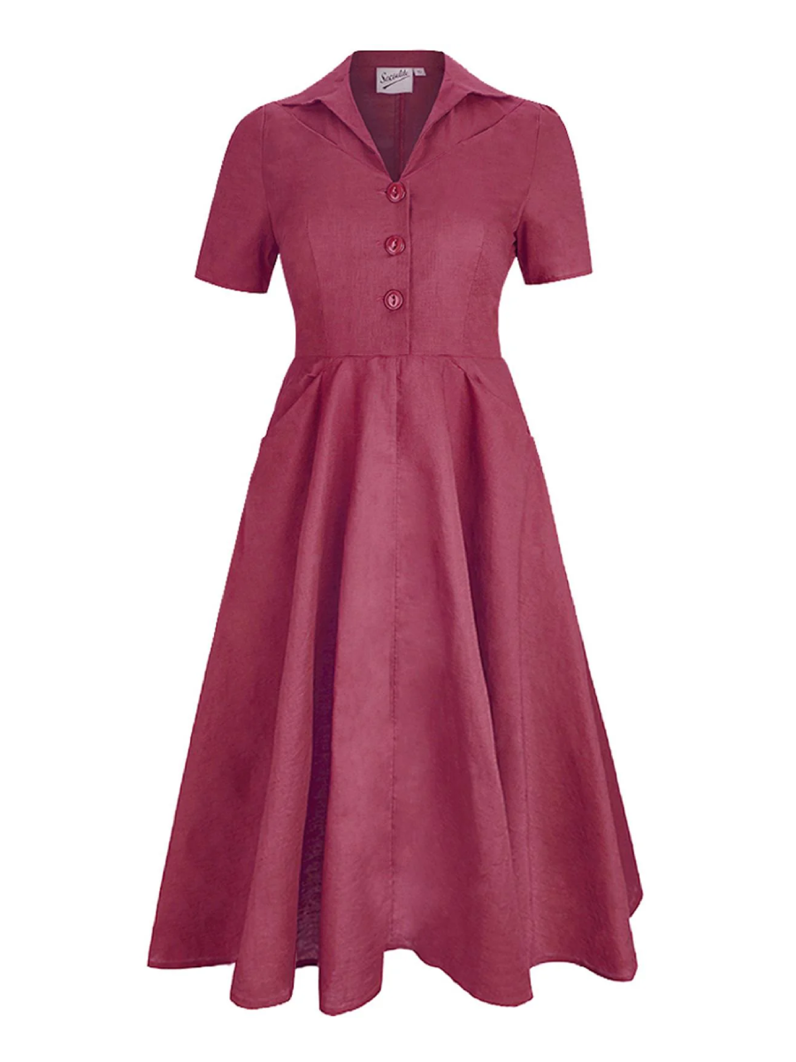 Revival Vintage Kleid Melody Shirtwaist Dress Berry Red Revival Vintage Kleid Melody Shirtwaist Dress Berry Red