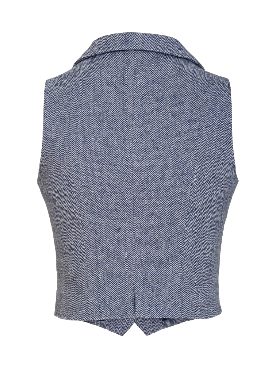 Emmy Weste Watchmaker’s Waistcoat Midnight Ivory Wool Tweed