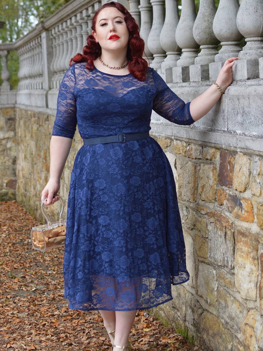 Dolly & Dotty Kleid Madeline Navy Lace dunkelblau