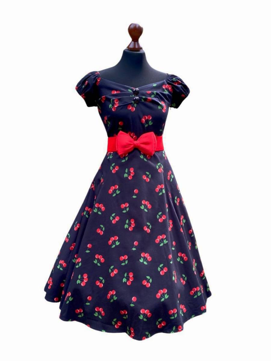 Collectif Kleid Dolores Doll Dress Black Cherry