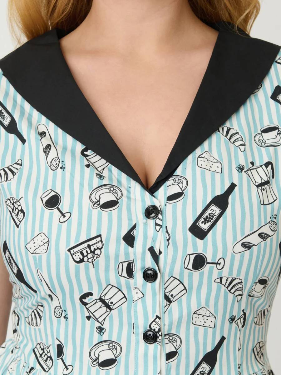 Unique Vintage Kleid Cafe Paris Striped Swing Dress
