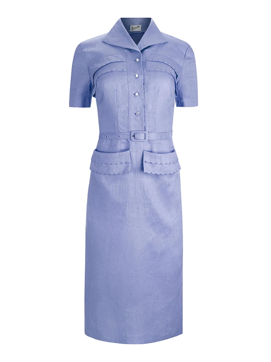 Revival Vintage Spirit Linen Dress Cornflower Blue Revival Vintage Spirit Linen Dress Cornflower Blue