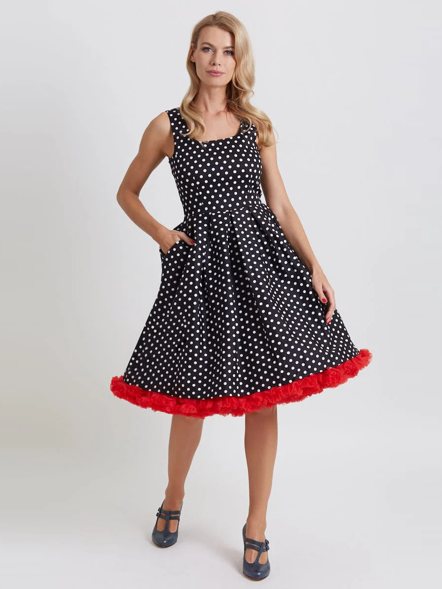 Dolly & Dotty Kleid Amanda Black White Polkadot schwarz-weiß