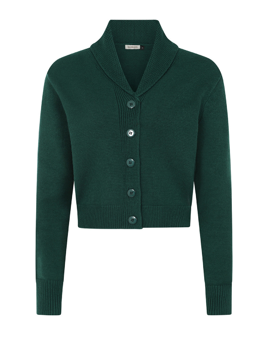 Banned Violet Cardigan Bottle Green dunkelgrün