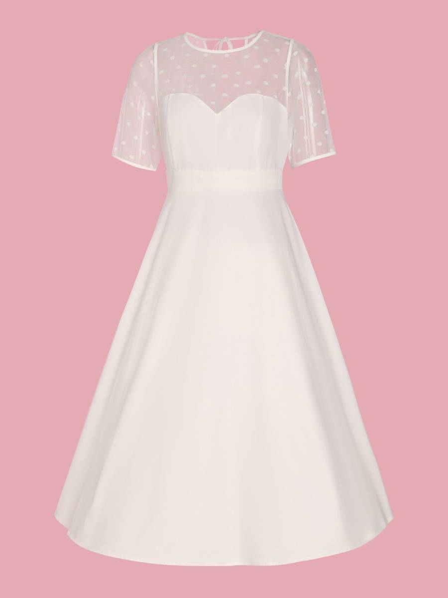 Dolly and Dotty Elizabeth Polka Dot Mesh Bridal Dress Dolly and Dotty Elizabeth Polka Dot Mesh Bridal Dress