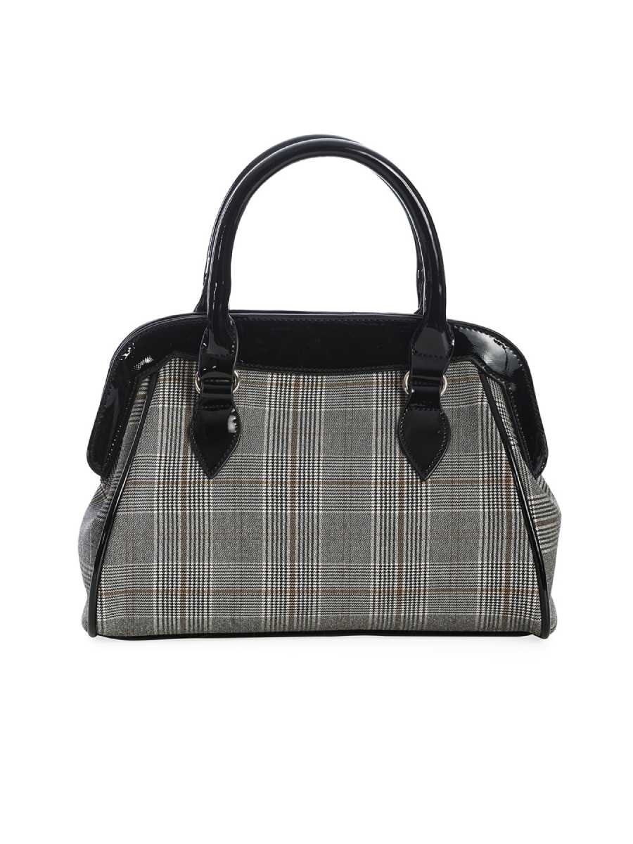 Banned Back to Business Handbag Black White Check