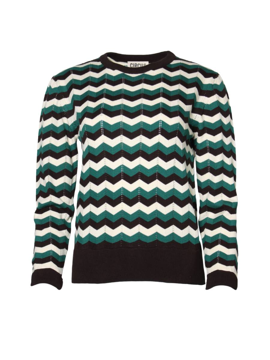 Circus Pullover Zig Zag Dark Brown Green Circus Pullover Zig Zag Dark Brown Green