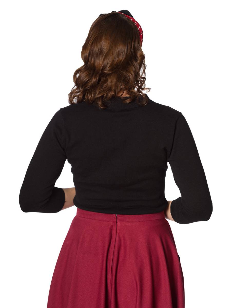 Banned Audry Knit Top Black Schwarzer Baumwollpullover im 50er Jahre Stil