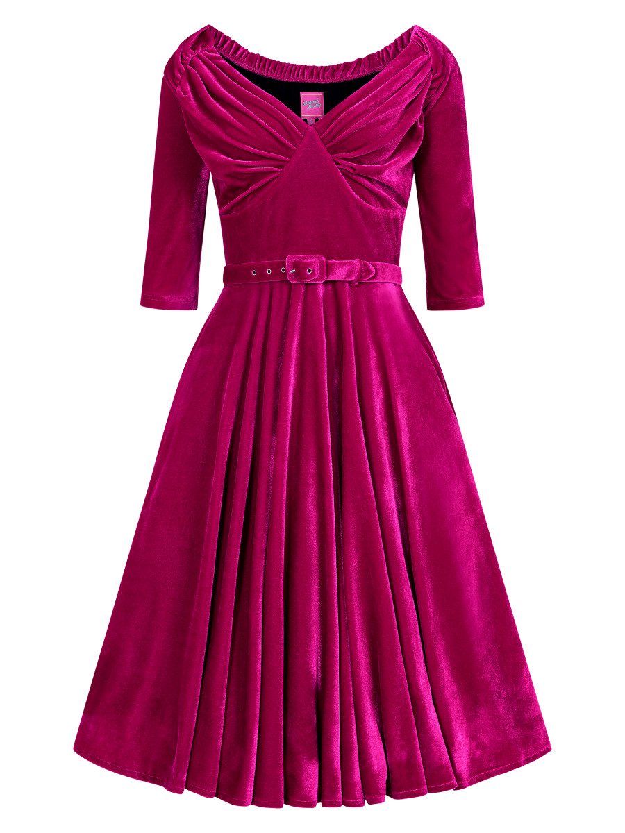 Glamour Bunny Kleid Marilyn Swing Dress Magenta Velvet pink