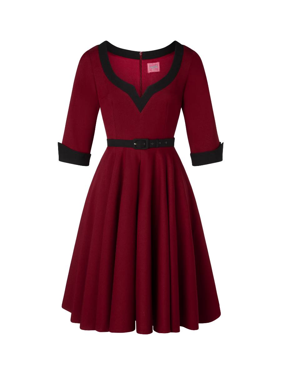 glamour-bunny-vivienne-swing-dress-burgundy-01-web Glamour Bunny Kleid Vivienne Swing Dress weinrot