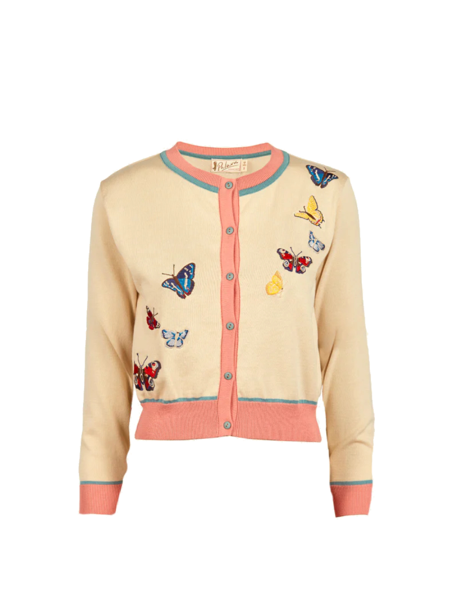 Palava Vera Cardigan Cream Butterflies